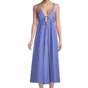 Rebecca Taylor Blue and White Striped Maxi Dress